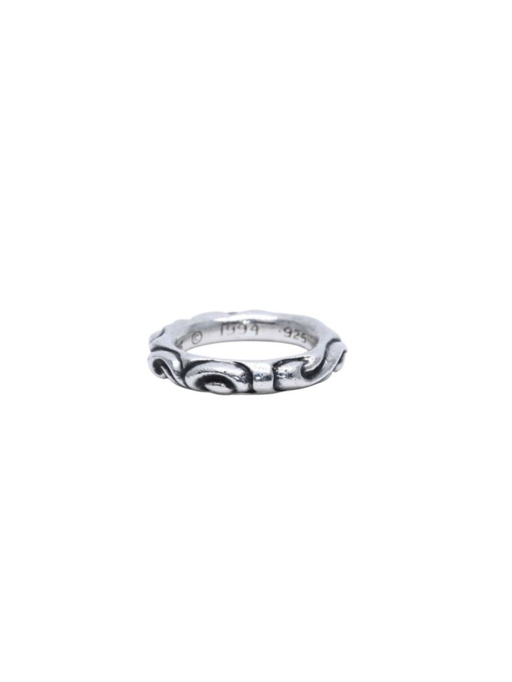 Chrome Hearts Scroll Band Ring 925 Sterling Silver - Gem
